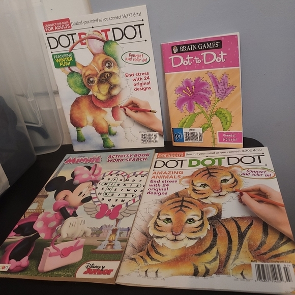 3 Dot To Dot For Adults And 1 Minnie Activity Book Word Search Kids - Picture 1 of 5